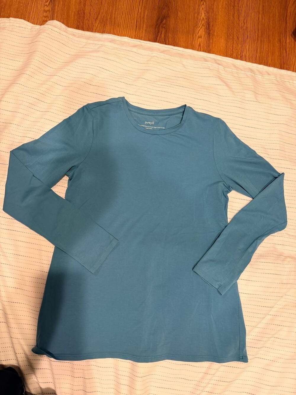 Pure Jill Pima Cotton Stretch Crew Neck Long Sleeve Tee Size XS
